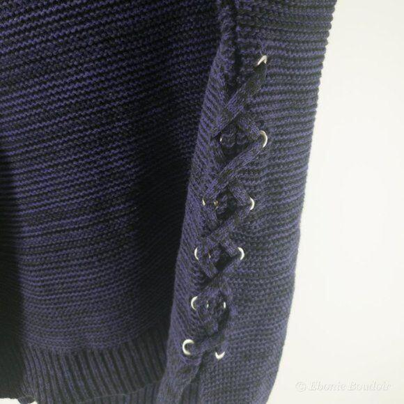 Style & Co High-Low Lace-Up Sweater Midnight Deep Black M - Picture 7 of 8